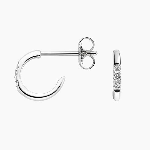 Petite Diamond Huggie Earrings in Silver