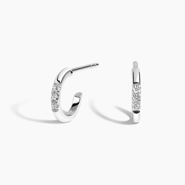 Petite Diamond Huggie Earrings in Silver