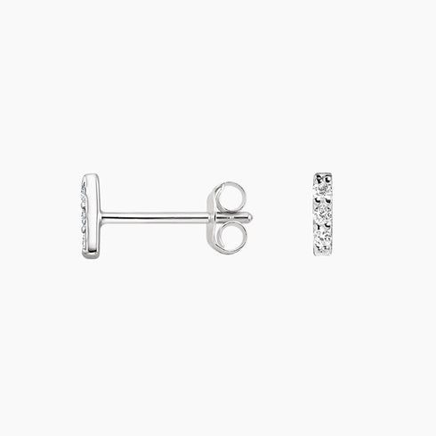 Pavé Bar Diamond Earrings in Silver