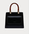 Elegant Black Handbag with Tortoise Shell Handles