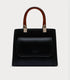 Elegant Black Handbag with Tortoise Shell Handles