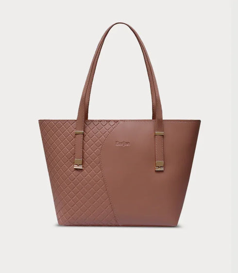 Chic Brown Tote Bag with Quilted Detail