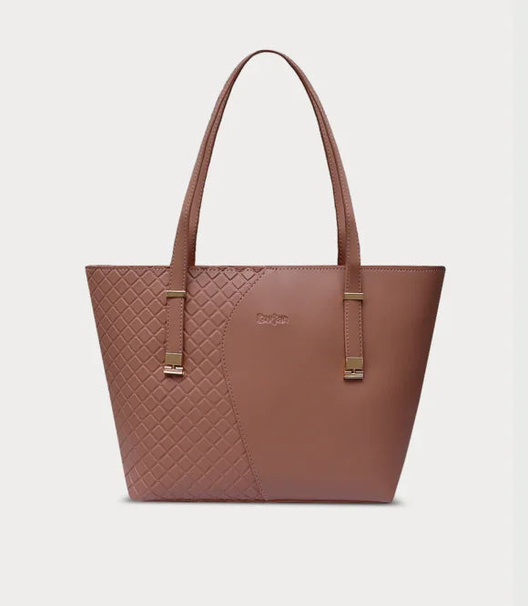 Chic Brown Tote Bag with Quilted Detail