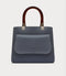 Elegant Blue Handbag with Wooden Handle