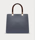 Elegant Blue Handbag with Wooden Handle