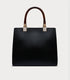 Elegant Black Handbag with Tortoise Shell Handles