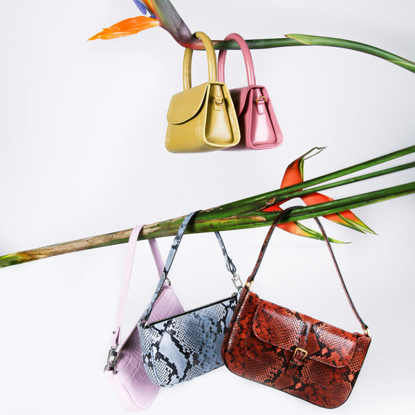 Glossy Mini Top-Handle Bag – Pastel Yellow & Pink